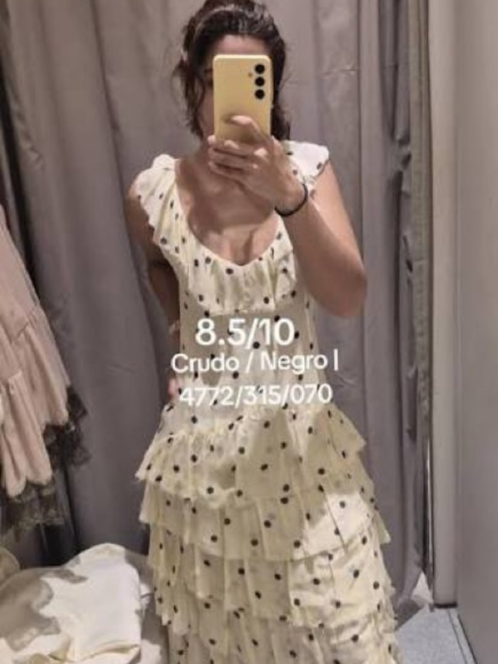 ZARA Cream Maxi Dress with Black Polka Dots - Picture 2 of 6